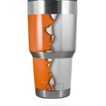 Skin Decal Wrap for Yeti Tumbler Rambler 30 oz Ripped Colors Orange White (TUMBLER NOT INCLUDED)