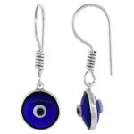 Sterling Silver Evil Eye Earrings 10 MM Glass Eyes Available in All Colors
