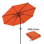 Patio Umbrella 9 Ft Aluminum Outdoor Table Market Umbrellas With Push Button Tilt and Crank, Safety Bolt,8 Ribs (Orange)