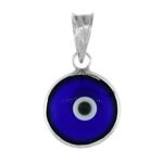 Sterling Silver Evil Eye Pendant 10 MM Glass Eyes Available in All Colors