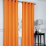 Regal Home Collections 2 Pack Semi Sheer Faux Silk Grommet Curtains – Assorted Colors (Orange)