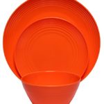Melange 12-Piece Melamine Dinnerware Set (Solids Collection) | Shatter-Proof and Chip-Resistant Melamine Plates and Bowls | Color: Orange | Dinner Plate, Salad Plate & Soup Bowl (4 Each)