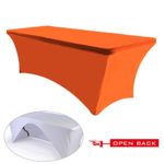ABCCANOPY 30+ colors Spandex Table cover 6 ft. Fitted Polyester Tablecover Stretch Spandex Table cover-Table Toppers(Open Back Orange)