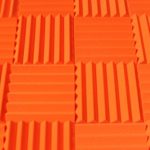 Soundproofing Acoustic Studio Foam – Orange Color – Wedge Style Panels 12”x12”x2” Tiles – 4 Pack