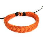 Adeley Orange Color Classic Handmade Braided Cotton Bangle Cuff Wrap Surfer Bracelet for Men Women