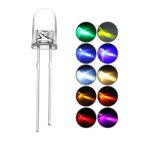 DiCUNO 200pcs 5mm LED Light Emitting Diodes 2pin Assorted Diffused Kit Box Color UV White Red Yellow Green Blue Warm White Pink Orange Chartreuse (10 Colors x 20pcs)