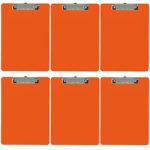 Trade Quest Plastic Clipboard Opaque Color Letter Size Low Profile Clip (Pack of 6) (Orange)