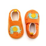 Fox First Walker Cloth Baby Shoes Toddler Mocassins Infant Prewalker for Girl Boy (Orange Elephant, 9-12 Months/5.0inch)