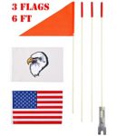 szlzhsm Safety Flag Six foot Heavy Duty fiberglass pole Polyester Full Color Tear-resistant Waterproof Flag Orange Safty Flag Eagle And American Flag