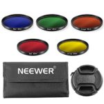 Neewer 67mm Complete Full Color Lens Filter Set for Canon and Nikon DSLR Camera with 67mm Lens Thread, Includes:Blue, Green, Orange, Red and Yellow Filtes, Filter Carrying Pouch, Center Pinch Lens Cap