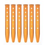 Cosmos® Pack of 6 Orange Color Aluminum Tent Stakes for Camping / Trip / Hiking / Backpacking or Other Outdoor Activities in Sand or Snow