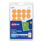 Avery Self-Adhesive Removable Labels, 0.75 Inch Diameter, Orange Neon, 1008 per Pack (5471)