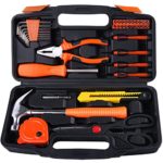 Yuanshikj Precision Tools General Tool Set Homeowner’s Tool Kit Toolbox, 39 Piece ORANGE Color General Household Hand Tools Kit with Plastic Toolbox Storage Case