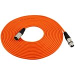 GLS Audio 25ft Mic Cable Patch Cords – XLR Male to XLR Female Orange Microphone Cables – 25′ Balanced Mike Snake Cord – ORANGE