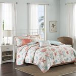 Madison Park Pebble Beach Full/Queen Size Quilt Bedding Set – Coral Teal, Seashell – 6 Piece Bedding Quilt Coverlets – Cotton Bed Quilts Quilted Coverlet