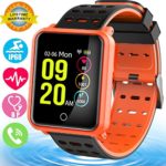 Smart Watch IP68 Waterproof Fitness Activity Tracker for Men Women with Heart Rate Blood Pressure Sleep Monitor Pedometer Wearable Bracelet Wristband for Summer Sport Outdoor Travel Running (Orange)