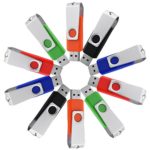 JUANWE 10 Pack 4GB USB Flash Drive USB 2.0 Thumb Drives Jump Drive Fold Storage Memory Stick Swivel Design – Black/Blue/Green/Orange/Red (4GB, 5 Mixed Color)