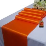 Parfair Dessin Satin Table Runners 12 x 108 inch for Wedding Banquet Decoration, Bright Silk and Smooth Fabric Party Table Runner – Orange