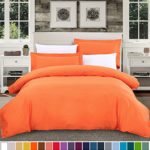 SUSYBAO 100% Natural Cotton 2 Pieces Duvet Cover Set Twin/Single Size 1 Duvet Cover 1 Pillow Sham Solid Orange Luxury Quality Soft Breathable Comfortable Fade Stain Resistant Bedding with Zipper Ties