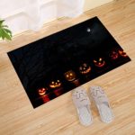 FANNEE Cute Halloween Pumpkin Home Decor Small Door Mat, Orange Black, Doormat, Perfect Color/Size For Outdoor/Indoor Use, Cotton Entry Carpet Shoe Scraper Washable Carpet