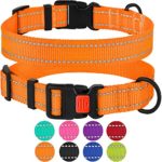 CollarDirect Reflective Dog Collar, Safety Nylon Collars for Dogs with Buckle, Outdoor Adjustable Puppy Collar Small Medium Large (Neck Fit 12″-16″, Orange)