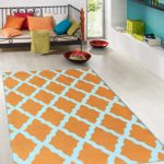 Ottomanson Glamour Collection Contemporary Moroccan Trellis Design Kids Lattice Area Rug (Non-Slip) Kitchen and Bathroom Mat Rug, 3’3″ X 5’0″, Orange