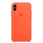 iPhone X Silicone Case- Spicy Orange iPhone X Liquid Silicone Gel Rubber Slim Fit Soft Mobile Phone Case with Microfiber Cloth Lining Cushion for iPhone 10