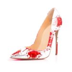 YCG Women’s High Heels Pumps Red Blood Printing Slip on Shoes