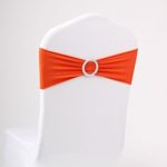 LOVWY 20 Colors Optional 10 PCS Spandex Stretch Chair Sashes Bows For Wedding Party Engagement Event Birthday Graduation Meeting Banquet Decoration (10 PCS, Orange)