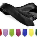 Moda Di Raza- Mens Skinny Slim Neck Tie – Silk Finish Polyester Men Necktie – Solid Color Long Ties for Men – Fashion Tie
