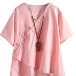 Minibee Women’s Linen Retro Chinese Frog Button Tops Blouse