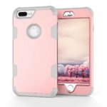 iPhone 7Plus/8 Plus Case 5.5inch Heavy Duty Slim Shockproof Drop Protection 3 in 1 Hybrid Hard PC Covers Soft Rubber Bumper Protective Case for iPhone 8 Plus / 7 Plus Cute Rose Gold(Rose gold /grey)