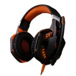 KOTION EACH G2000 Gaming Headset Earphone 3.5mm jack with LED Backlit and Mic Stereo Bass Noise Cancelling for Computer Game Player by SENHAI(Black + Orange)