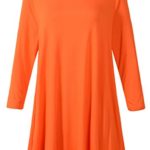 LARACE Women 3/4 Sleeve Tunic Top Loose Fit Flare T-Shirt(2X, Orange)