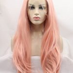 Natural Straight Lace Front Wigs Synthetic Orange Pink Mixed Color Synthetic Wig For Women Heat Resistant Fiber Hair 24 inches