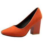 Show Shine Women’s Fashion Slip On Chunky Heel Pumps Shoes