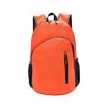 Outsta Neutral Fashion Foldable Backpack, Solid Color Zipper Waterproof Nylon School Rucksack Zipper Bag School Classic Basic Casual Daypack (Orange)