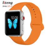 For Apple Watch Band, LITENG Durable Soft Silicone Replacement iWatch Band Sport Style Wrist Strap for Apple Watch Band 42mm Series 3 Series 2 Series 1 Sport, Edition (Orange, 42mm S/M)