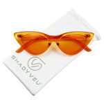 ShadyVEU Women’s Retro Exaggerated Slim Candy Color Tint Translucent Cat Eye Sunglasses (Orange, Orange)