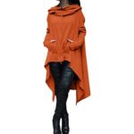 WuyiMC Pullover Hoodie Sweatshirt Dress, Women’s Baggy Outfit Long Sleeve High Low Loose Long Tunic Tops 8 Sizes 10 Colors Available (L, Orange)