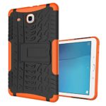 T560 Case, Tab E 9.6 Inch Case, KAMII Shockproof & High Impact Resistant Heavy Duty Hybrid Case Full Protection Cover with Kickstand for Samsung Galaxy Tab E 9.6 SM-T560 (Black+Orange)