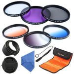 K&F Concept 67mm Slim Lens Filter Kit Slim FLD Slim CPL Slim UV Slim Graduated Color Blue Orange Gray/Neutral Density ND4 Filters Set For DSRL Camera + Microfiber Lens Cleaning Cloth + Flower Petal Lens Hood + Center Pinch Lens Cap/Cap Keeper + Filter Pouch