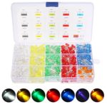 Elfeland 500pcs x 5mm Light Emitting Diode LED Lamp Assorted Kit 7 Color White Red Blue Green Yellow Orange Purple/UV Super Bright & Long Working Time