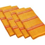 Imusa Yarn Dye Stripe Kitchen Towels, 100% Absorbent Thick Cotton, 4-Pack, Orange