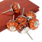 (45% Off) SunKni 6 Pack Ceramic Cabinet Knobs – Dresser Drawer Door Kitchen Furniture Knob Round Vintage Style – Orange Pumpkin
