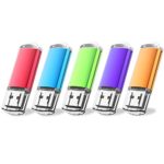 JUANWE 5 Pack 16GB USB Flash Drive USB 2.0 Thumb Drives Jump Drive Memory Stick Pen – Blue/Purple/Pink/Green/Orange(16GB,5 Mixed Color)
