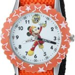 Disney Boy’s ‘Mickey Mouse’ Quartz Stainless Steel and Nylon Casual Watch, Color:Orange (Model: WDS000181)