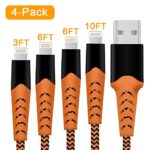 Haribol iPhone Lightning Cable, MFi Certified iPhone Charger 4Pack[ 3.3FT 6.6FT 10FT] Nylon Braided Charger Cable for iPhone X, 8 Plus, 8, 7 Plus, 7, 6 Plus, 6, 6S Plus, 6s, 5, iPad and More (Orange)