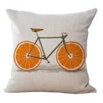 ME COO Bicycle wheel color fruits Orange lemon hug pillowcase plane printing room living room decoration pillow covers 18 x 18Inches 1pcs