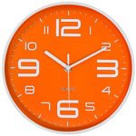 45Min 10-Inch 3D Digital Dial Face Modern Wall Clock, Silent Non-Ticking Round Home Decor Wall Clock with Arabic Numerals, 7 Colors(Orange)